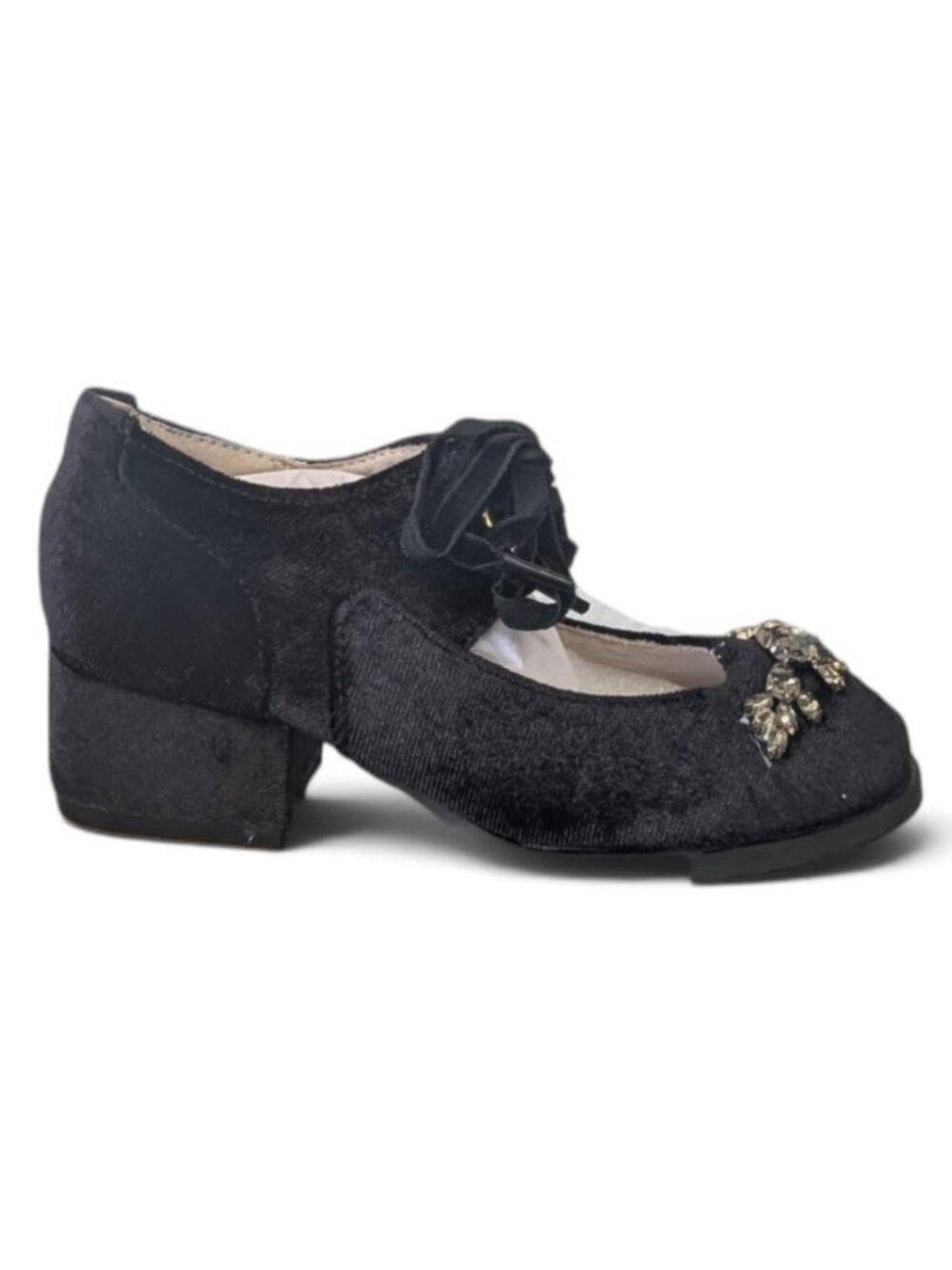 Joyfolie's Tribeca Black Velvet Block Heels, Size T11 - O